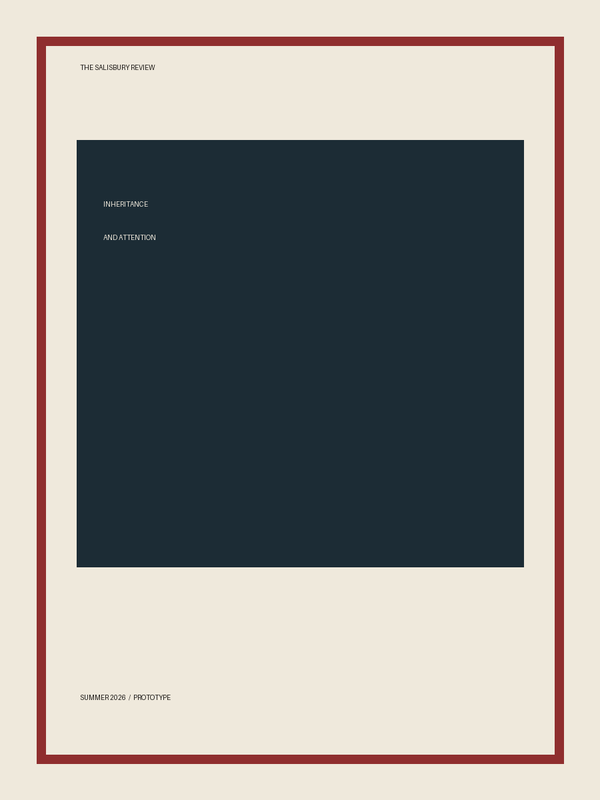 Cream magazine cover with a red frame and the words Inheritance and Attention